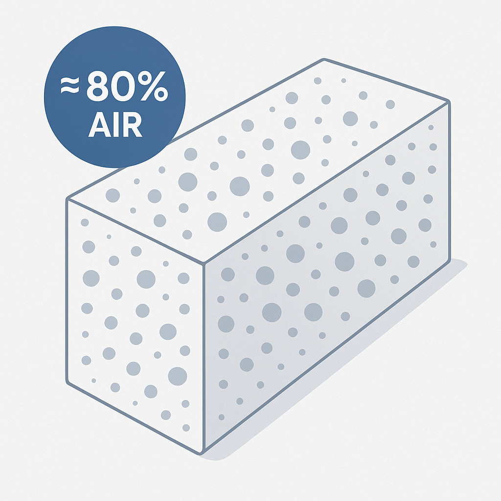 Các lỗ khí nhỏ li ti được phân bố đồng đều theo dạng tổ ong kín